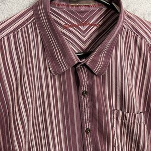 Tommy Bahama Button Up Shirt‎ Mens 2XL Multicolor Stripes Long Sleeve 100% Silk